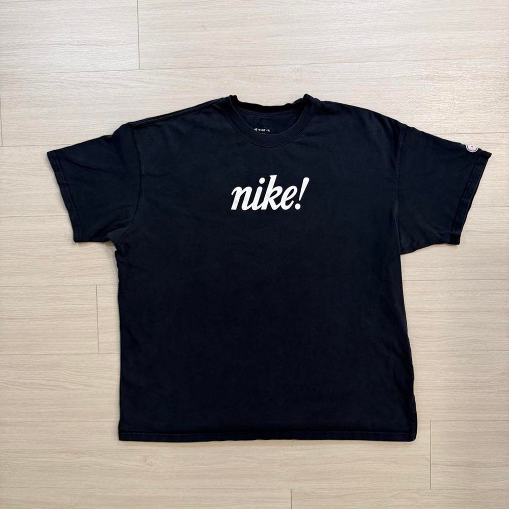 Nike! Airmoji Script Black Short Sleeve Shirt Mens Size XXL Basic Gym